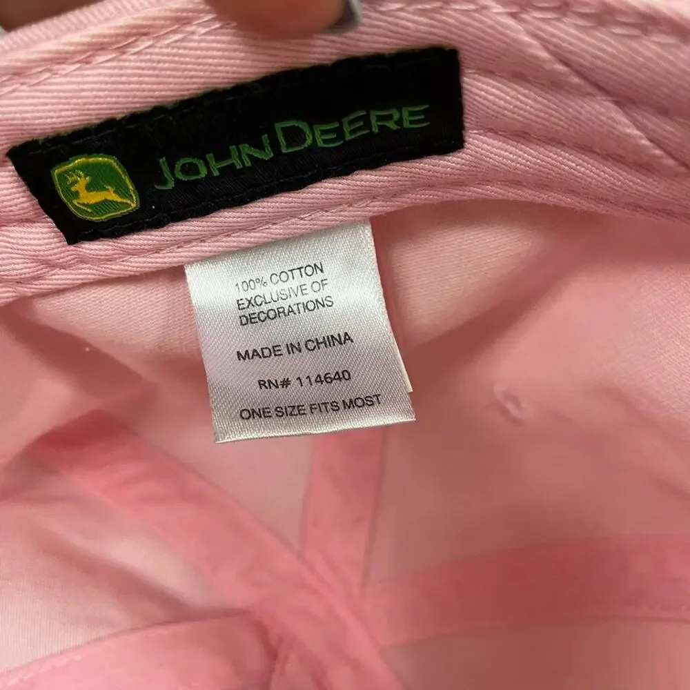 Pink John Deere Hat Green Emblem Ladies Yellow Deer Adjustable Strap Farm Girl